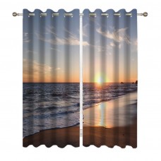 Goodbath Beach Window Curtains ,Sandy Beach Ocean Sunset Sea Blackout Curtain Window Treatment Drapes for Living Room Bedroom Hotel,2 Panels, 52W x 63H